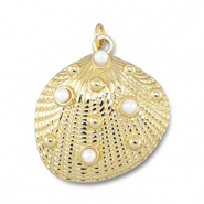 M&eacute;tal TQ laiton breloques coquille avec perles Dor&eacute;-blanc