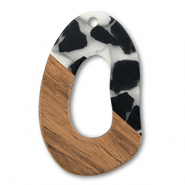 Pendentifs en bois irr&eacute;guli&egrave;res Noir-blanc-marron