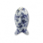 Pierres naturelles pendentifs sodalite et microcline poisson Bleu-blanc