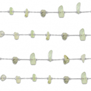 Appr&ecirc;ts en acier inox cha&icirc;ne maille jaseron Prehnite irr&eacute;gulier Argent&eacute;-vert clair