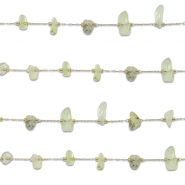 Appr&ecirc;ts en acier inox cha&icirc;ne maille jaseron Prehnite irr&eacute;gulier Dor&eacute;-vert clair