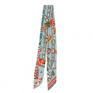 Bandana foulard avec coeur/ceinture en cuir Gris-vert sarcelle-rouge clair