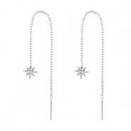 Boucles d'oreilles en acier Inox &eacute;toile Argent&eacute;