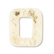 Pendentifs en polym&egrave;re carr&eacute; Blanc cass&eacute;-beige-dor&eacute;