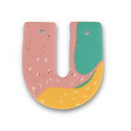 Pendentifs en polym&egrave;re en forme de U Vert-rose-jaune ocre