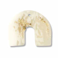 Pendentifs en polym&egrave;re arche Blanc cass&eacute;-beige-dor&eacute;