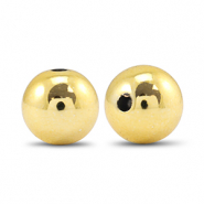 Perles au look m&eacute;tallique rond 14mm Dor&eacute; m&eacute;tallique