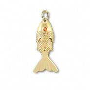 Breloques en m&eacute;tal poisson Dor&eacute;-orange