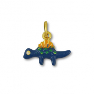 Breloques en m&eacute;tal dinosaure Bleu-orange-dor&eacute;