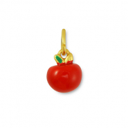 Breloques en m&eacute;tal pomme Rouge-dor&eacute;