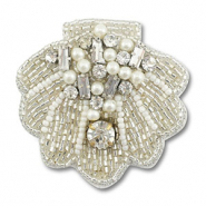 Broches coquille Transparant doublure argent&eacute;-blanc