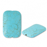 Perles en c&eacute;ramique rectangle Bleu turquoise