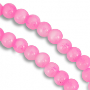 Perles en verre 6 mm mouchet&eacute; Blanc-rose