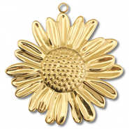 Breloques en acier Inox fleur Dor&eacute;