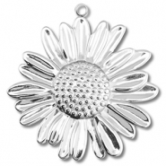 Breloques en acier Inox fleur Argent&eacute;