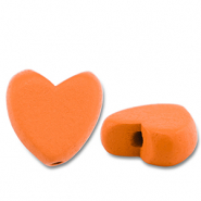 Perles en bois c&oelig;ur Orange
