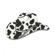 Breloques en bois chapeau de cow-boy Blanc-noir