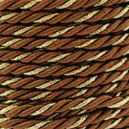 Cordon tendance torsad&eacute; 3mm Marron-dor&eacute;