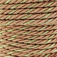 Cordon tendance torsad&eacute; 3mm Marron camel-dor&eacute;