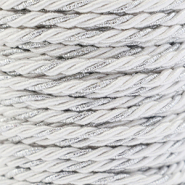 Cordon tendance torsad&eacute; 3mm Blanc-argent&eacute;