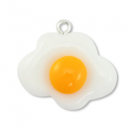 Pendentifs en r&eacute;sine &oelig;uf Blanc-orange