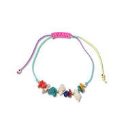 Cha&icirc;nes de cheville tendance perles mixtes Multicolore-dor&eacute;