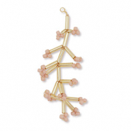 Pendentifs en perles de verre fleur Dor&eacute;-rose vintage
