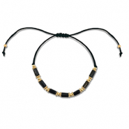 Cha&icirc;nes de cheville tendance perles mixtes Noir-dor&eacute;