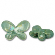 Perles en c&eacute;ramique DQ grecque papillon Vert turquoise