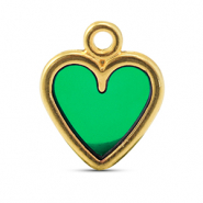 Breloques en m&eacute;tal DQ c&oelig;ur Vert-Dor&eacute; (sans nickel)