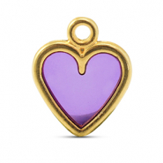Breloques en m&eacute;tal DQ c&oelig;ur Violet-Dor&eacute; (sans nickel)