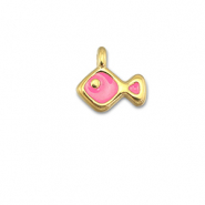 Breloques en m&eacute;tal DQ poisson Rosa magenta-Dor&eacute; (sans nickel)