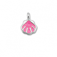 Breloques en m&eacute;tal DQ coquille Rosa magenta-Argent&eacute; antique (sans nickel)
