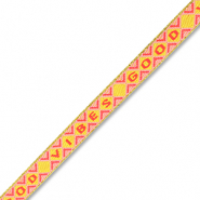 BY31&reg; Ruban texte "Good vibes" Jaune-rose clair-rouge corail-dor&eacute;