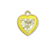M&eacute;tal TQ laiton breloques coeur Dor&eacute;-jaune n&eacute;on-jaune clair