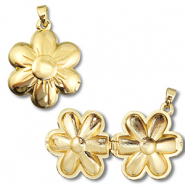Breloques en laiton Eco-brass&reg; m&eacute;daillon fleur Dor&eacute;