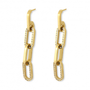 Boucles d'oreilles en acier Inox cha&icirc;ne Dor&eacute;