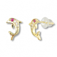 M&eacute;tal TQ laiton boucles d'oreilles / puces d&rsquo;oreilles dauphin Dor&eacute;-rose fonc&eacute;