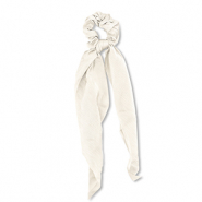Elastique pour cheveux chouchou avec ruban Blanc cass&eacute;