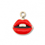 Breloques en m&eacute;tal &eacute;maill&eacute;e kiss Dor&eacute;-rouge