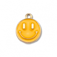 Breloques en m&eacute;tal &eacute;maill&eacute;e souriant Dor&eacute;-orange clair