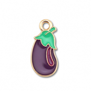 Breloques en m&eacute;tal &eacute;maill&eacute;e aubergine Dor&eacute;-violet fonc&eacute;-vert