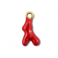 Breloques en acier Inox corail Dor&eacute;-rouge