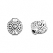 Perles en acier Inox &agrave; pois Argent&eacute;