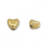 Perles en acier Inox coeur Dor&eacute;