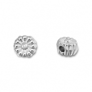 Perles en acier Inox fleur Argent&eacute;