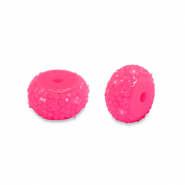 Perles en r&eacute;sine rondelles 10mm Rose n&eacute;on