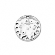 Breloques / connecteur en acier Inox rond Argent&eacute;