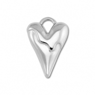 Breloques en acier Inox coeur Argent&eacute;