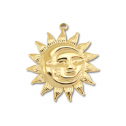 Breloques en acier Inox lune & soleil Dor&eacute;